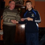 2010 William receiving Under 14 Hurler of the Year from Sean O'Dwyer. 15-12-2010.